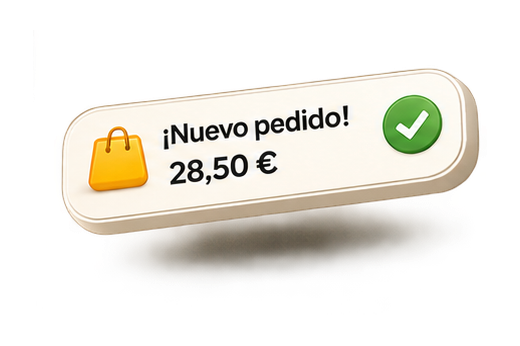 Notificación de nuevo pedido en el móvil del propietario de un restaurante